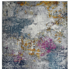 3' X 5' Blue and Pink Abstract Power Loom Area Rug