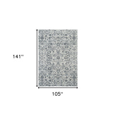 9' x 12' Gray and Beige Floral Power Loom Area Rug