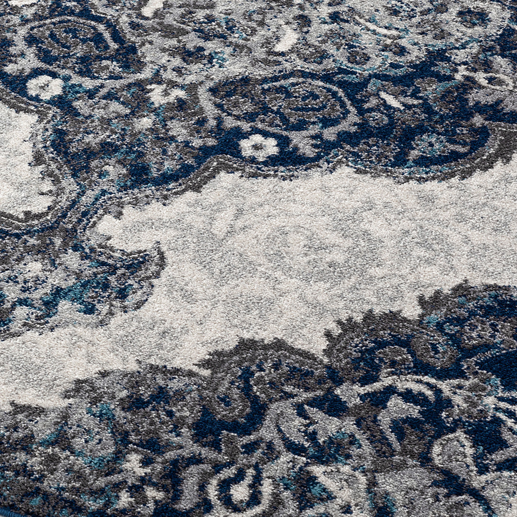 5' x 7' Blue and Gray Medallion Power Loom Area Rug