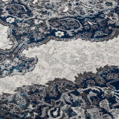 5' x 7' Blue and Gray Medallion Power Loom Area Rug