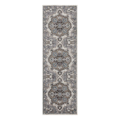 2' X 6' Gray and Beige Medallion Power Loom Runner Rug