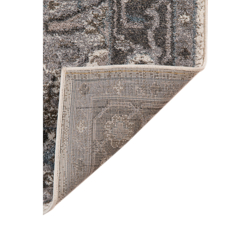 2' X 6' Gray and Beige Medallion Power Loom Runner Rug