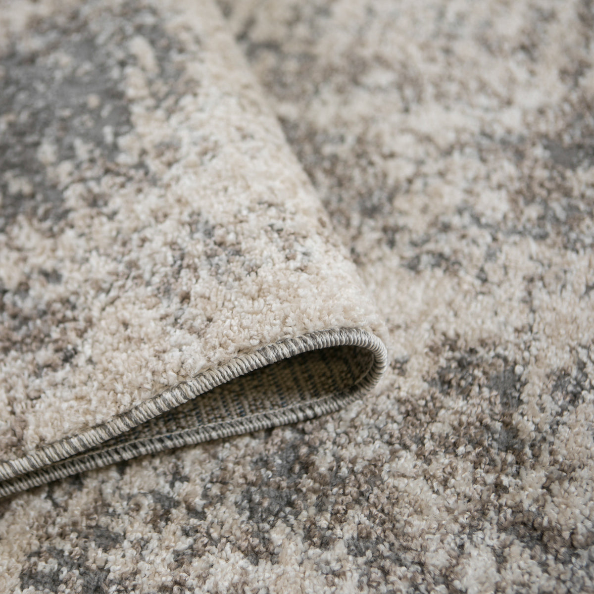8' Gray and Beige Abstract Power Loom Runner Rug
