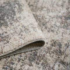 8' Gray and Beige Abstract Power Loom Runner Rug
