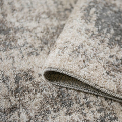 8' Gray and Beige Abstract Power Loom Runner Rug