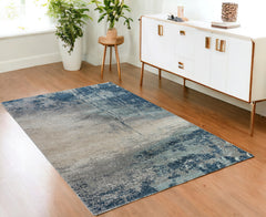 4' x 6' Blue and Gray Abstract Power Loom Area Rug