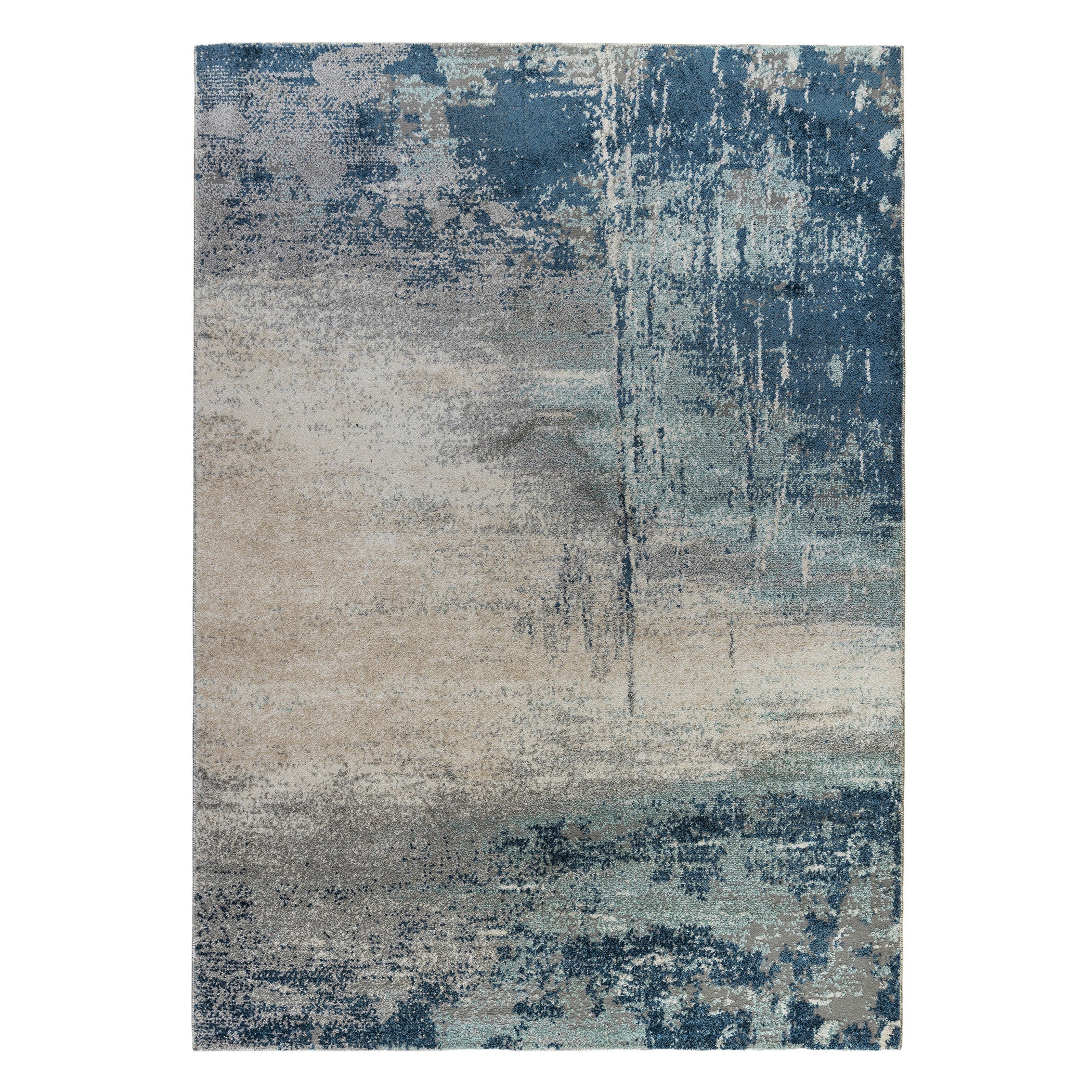 4' x 6' Blue and Gray Abstract Power Loom Area Rug