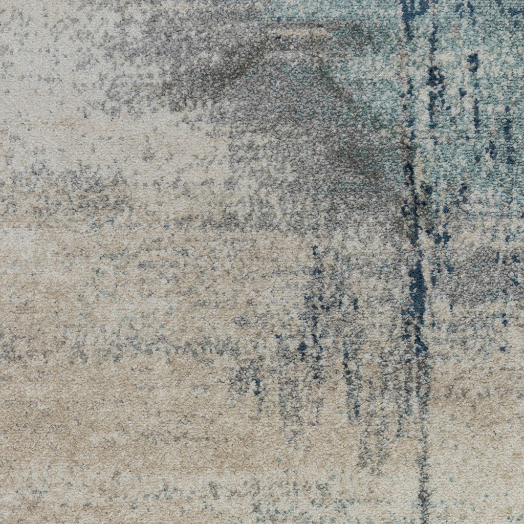 4' x 6' Blue and Gray Abstract Power Loom Area Rug