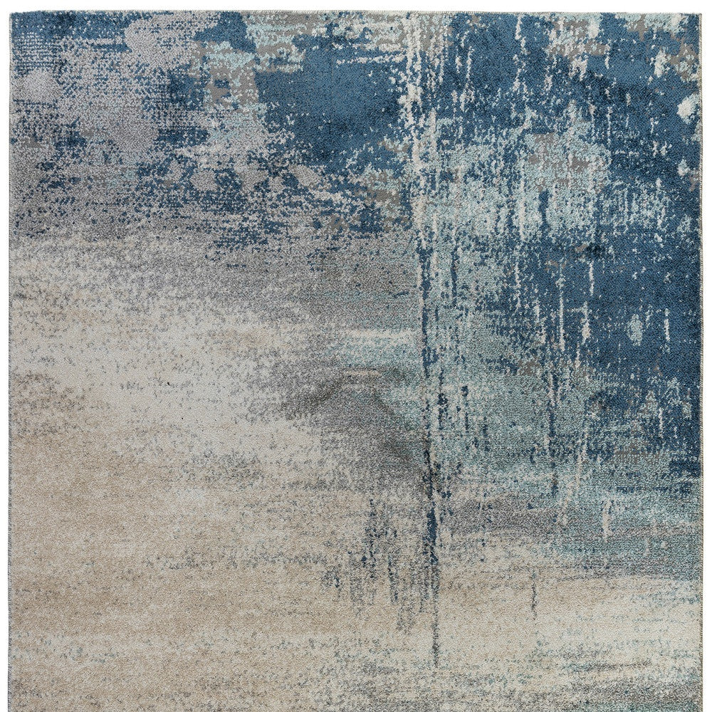 4' x 6' Blue and Gray Abstract Power Loom Area Rug