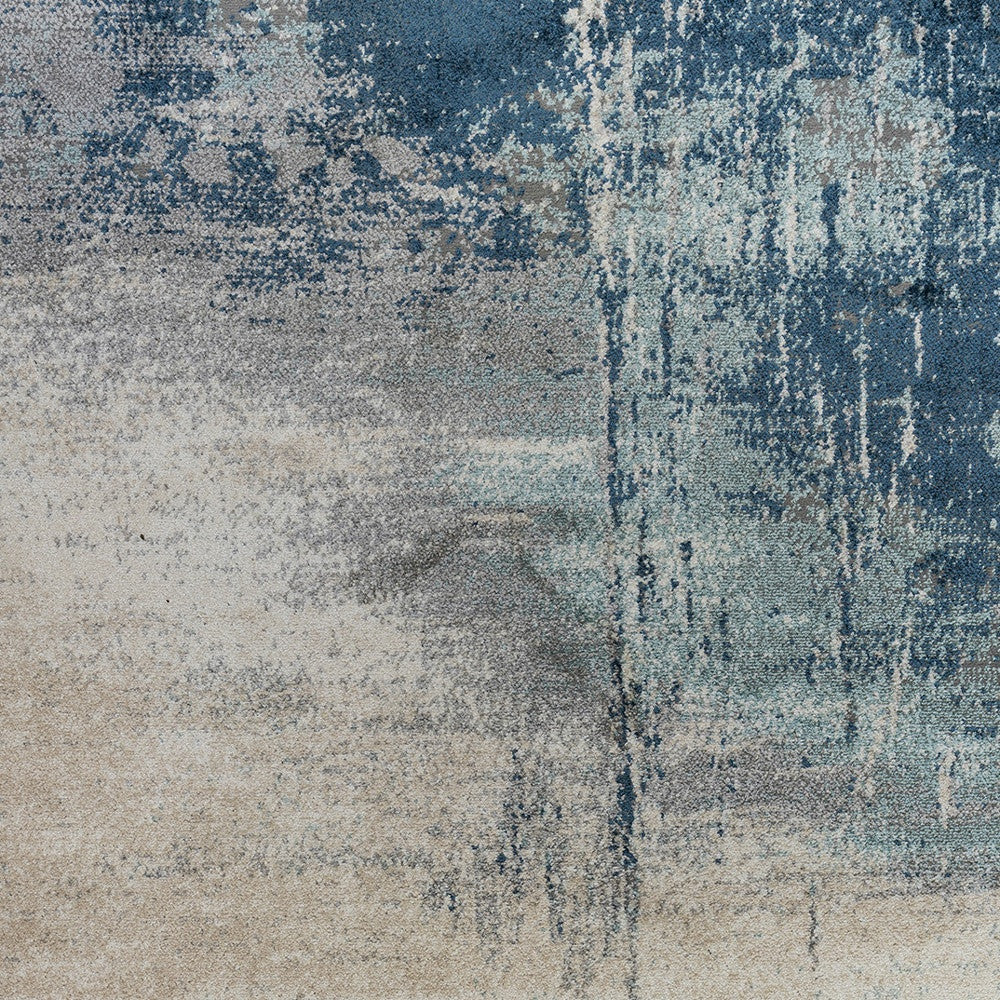 4' x 6' Blue and Gray Abstract Power Loom Area Rug