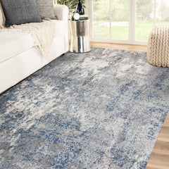4' x 6' Gray and Beige Abstract Power Loom Area Rug