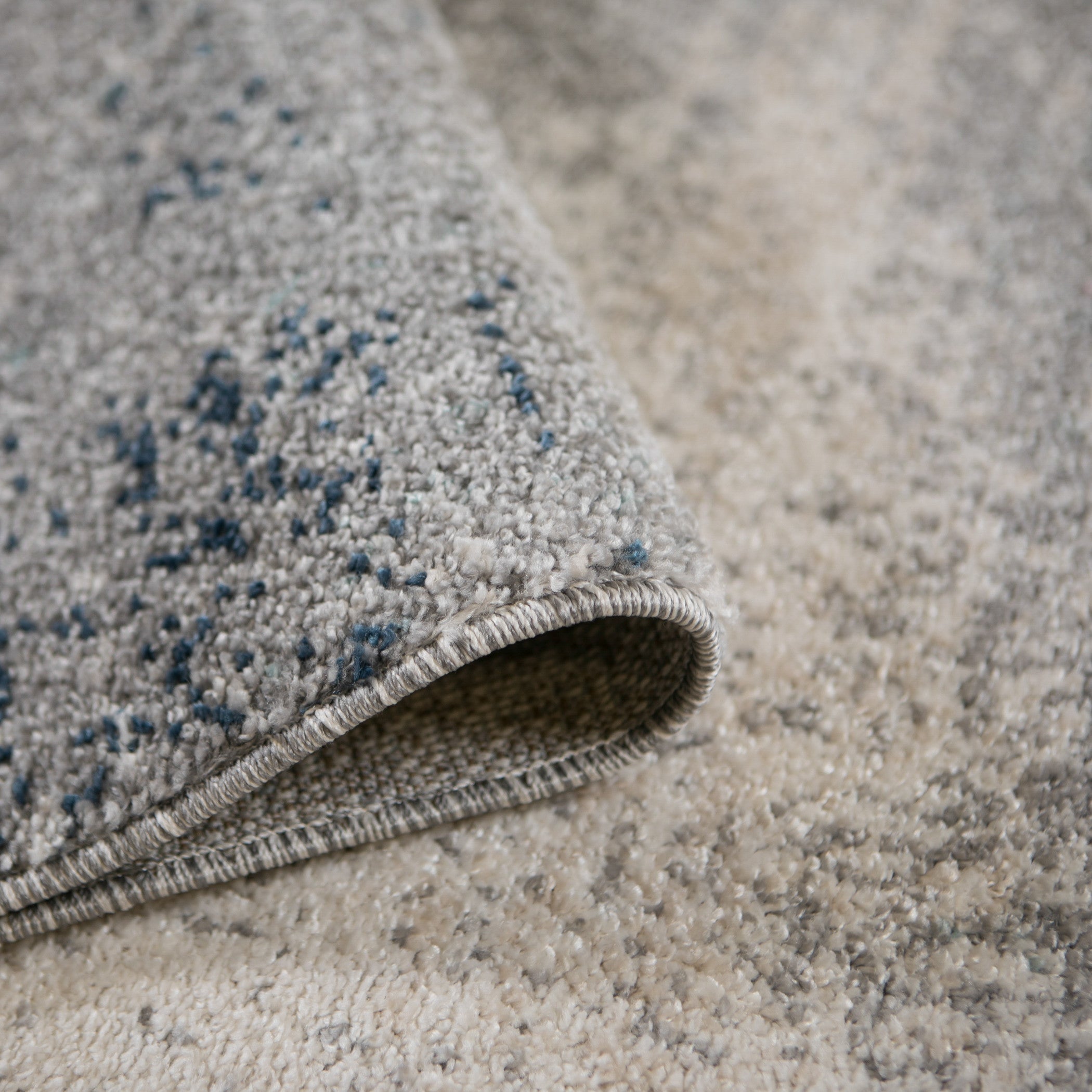 8' Blue and Gray Abstract Power Loom Runner Rug