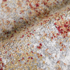 8' Gray and Red Abstract Power Loom Runner Rug