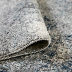8' Blue and Gray Abstract Power Loom Runner Rug