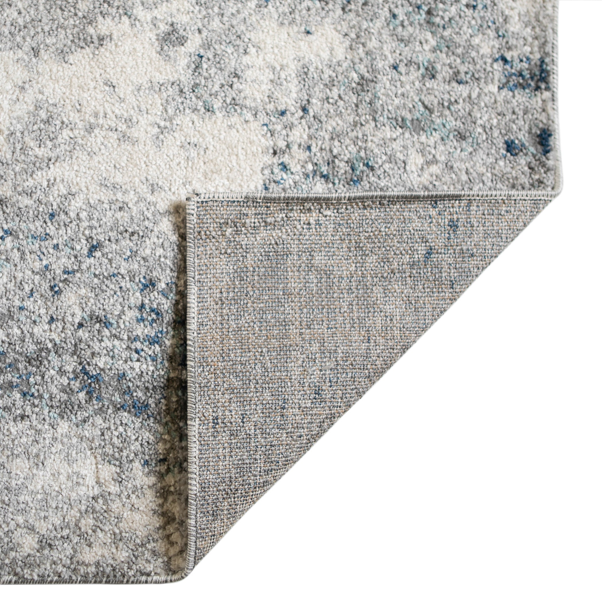 8' Blue and Gray Abstract Power Loom Runner Rug
