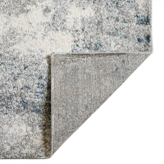 8' Blue and Gray Abstract Power Loom Runner Rug