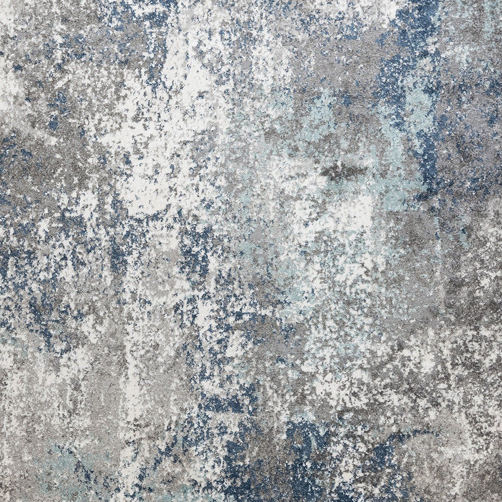 4' x 6' Gray and Blue Abstract Power Loom Area Rug