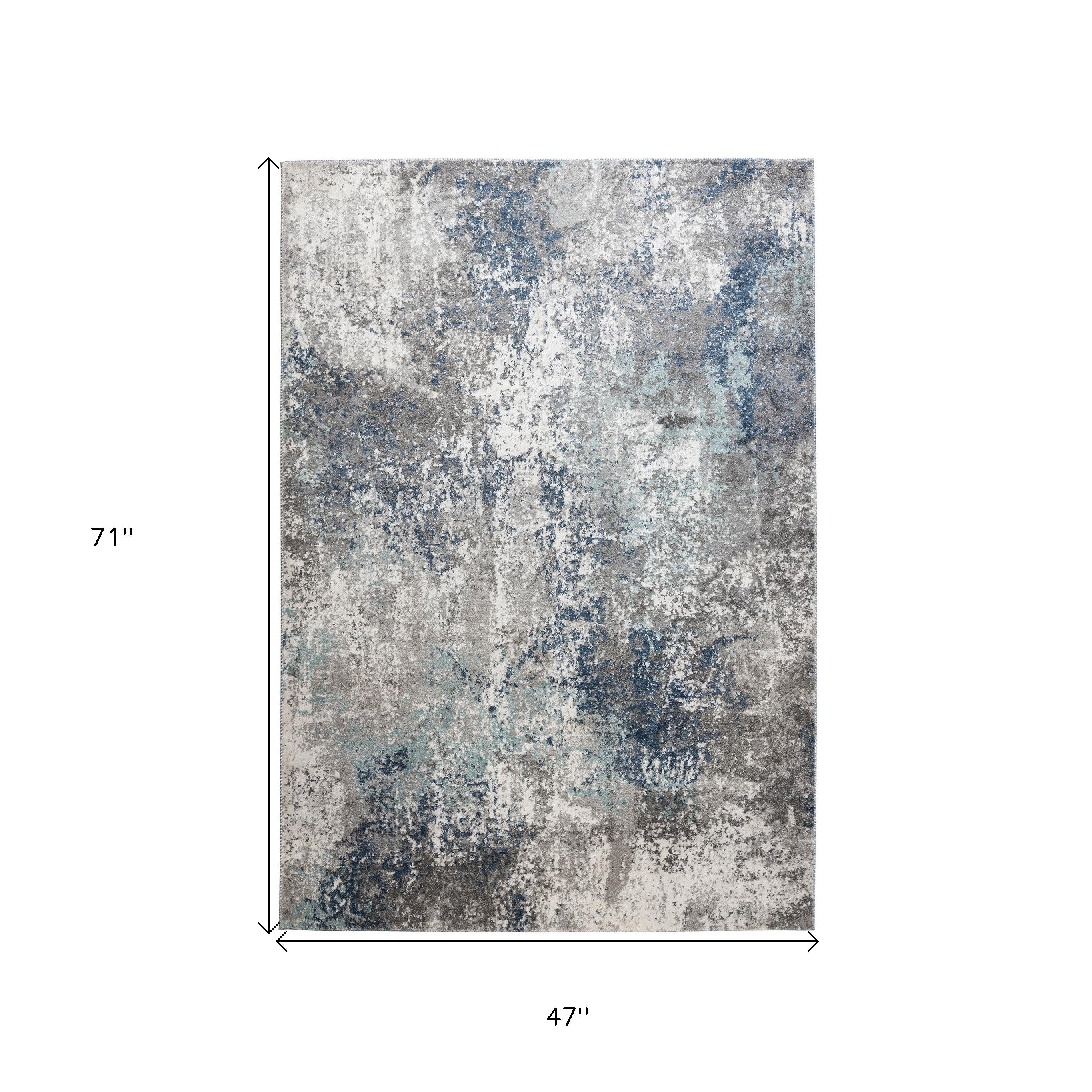 4' x 6' Gray and Blue Abstract Power Loom Area Rug