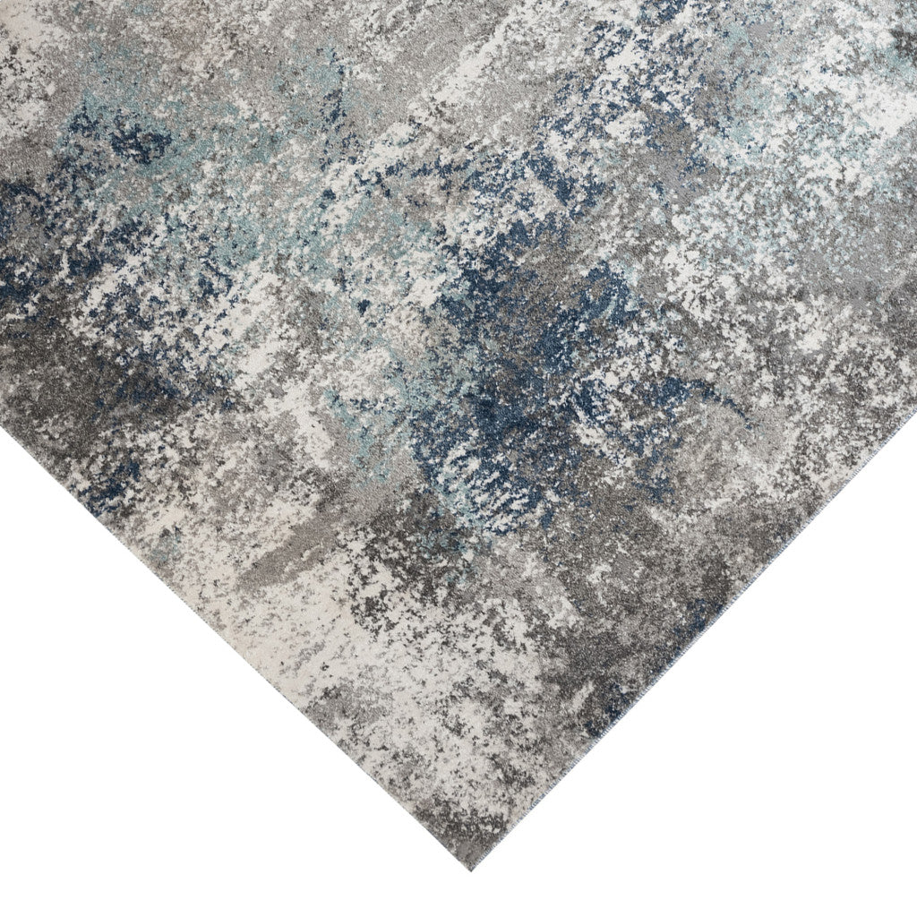 4' x 6' Gray and Blue Abstract Power Loom Area Rug