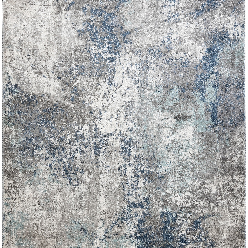 4' x 6' Gray and Blue Abstract Power Loom Area Rug