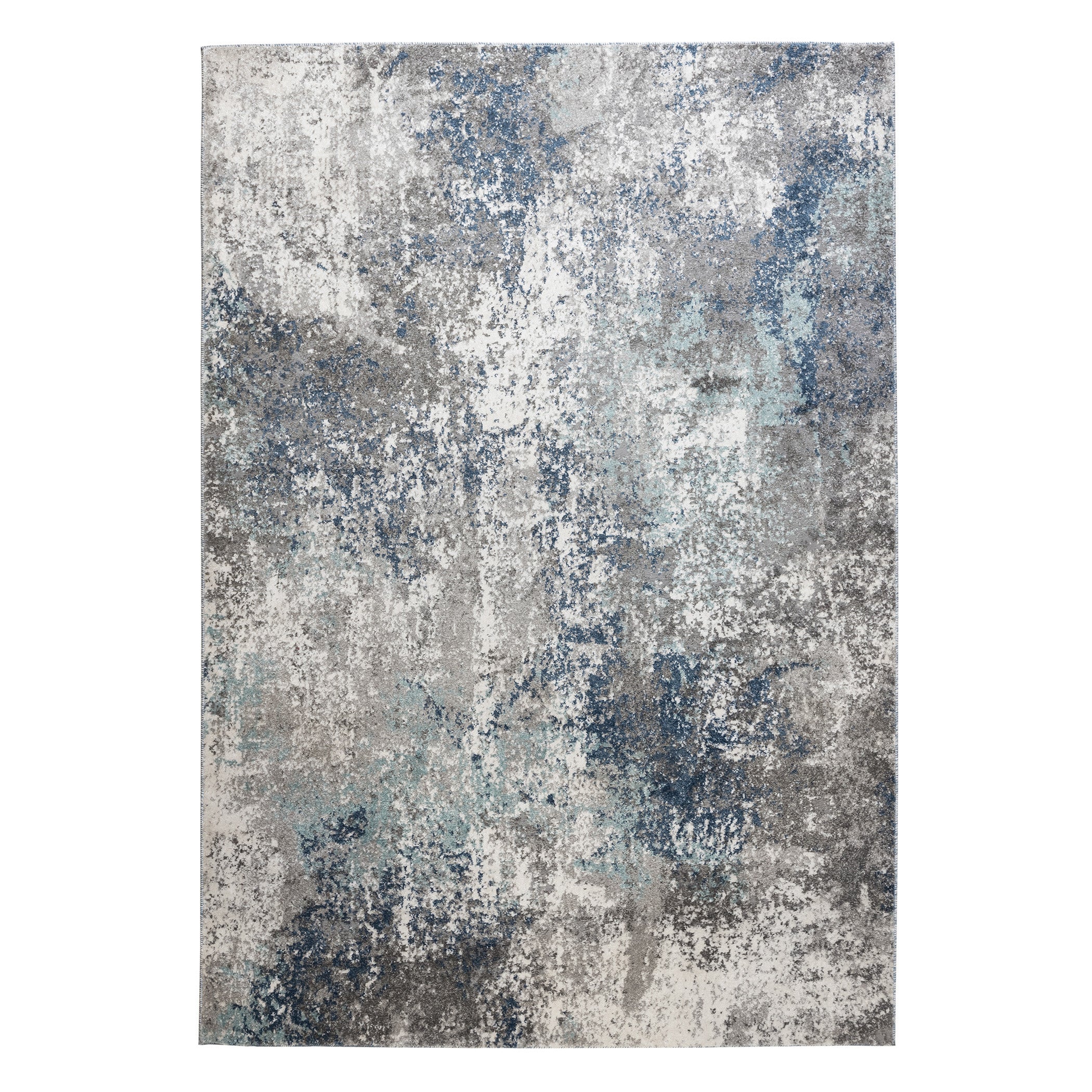 4' x 6' Gray and Blue Abstract Power Loom Area Rug