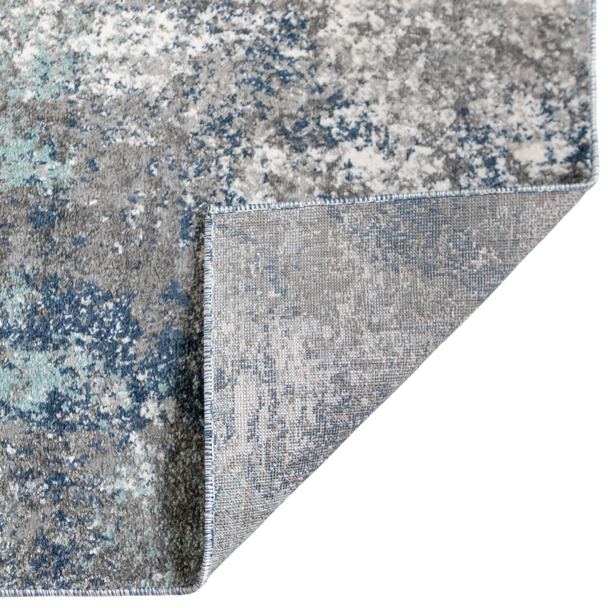 4' x 6' Gray and Blue Abstract Power Loom Area Rug