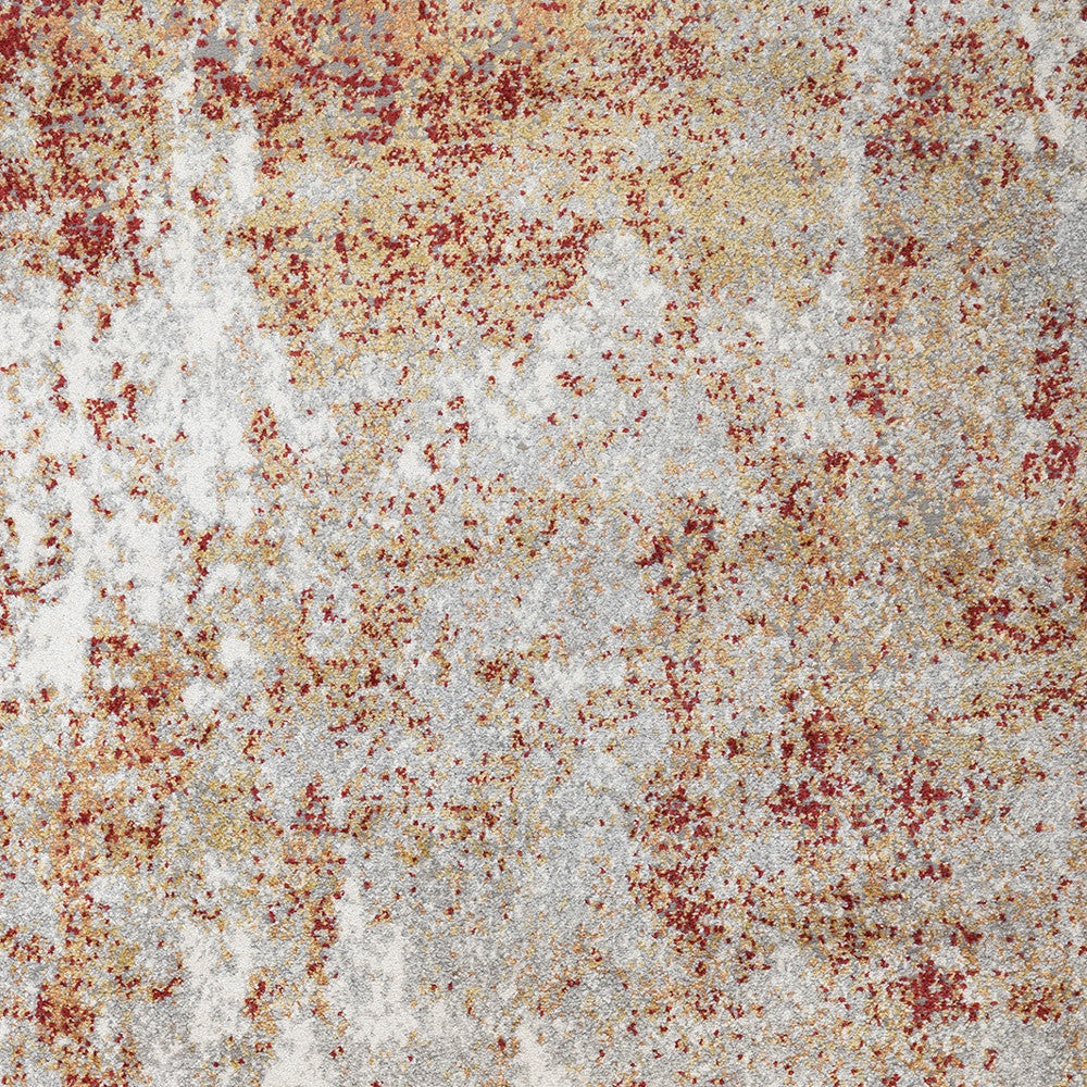 4' x 6' Gray and Red Abstract Power Loom Area Rug