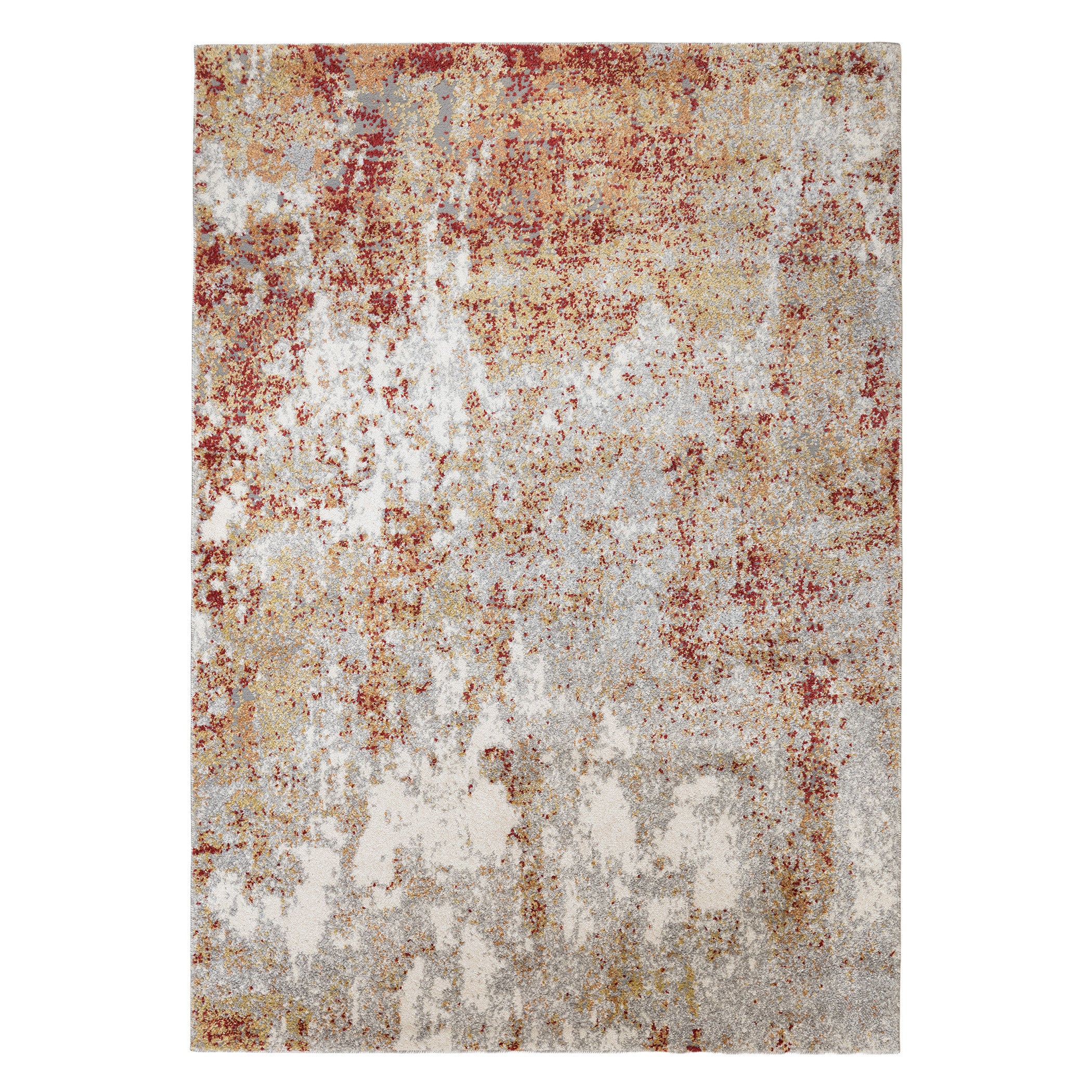 4' x 6' Gray and Red Abstract Power Loom Area Rug