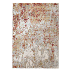 4' x 6' Gray and Red Abstract Power Loom Area Rug