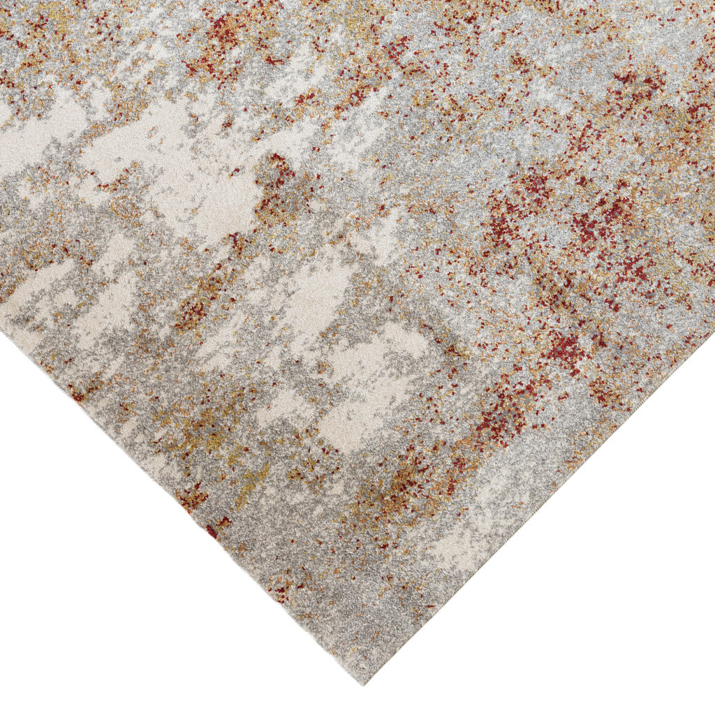 4' x 6' Gray and Red Abstract Power Loom Area Rug
