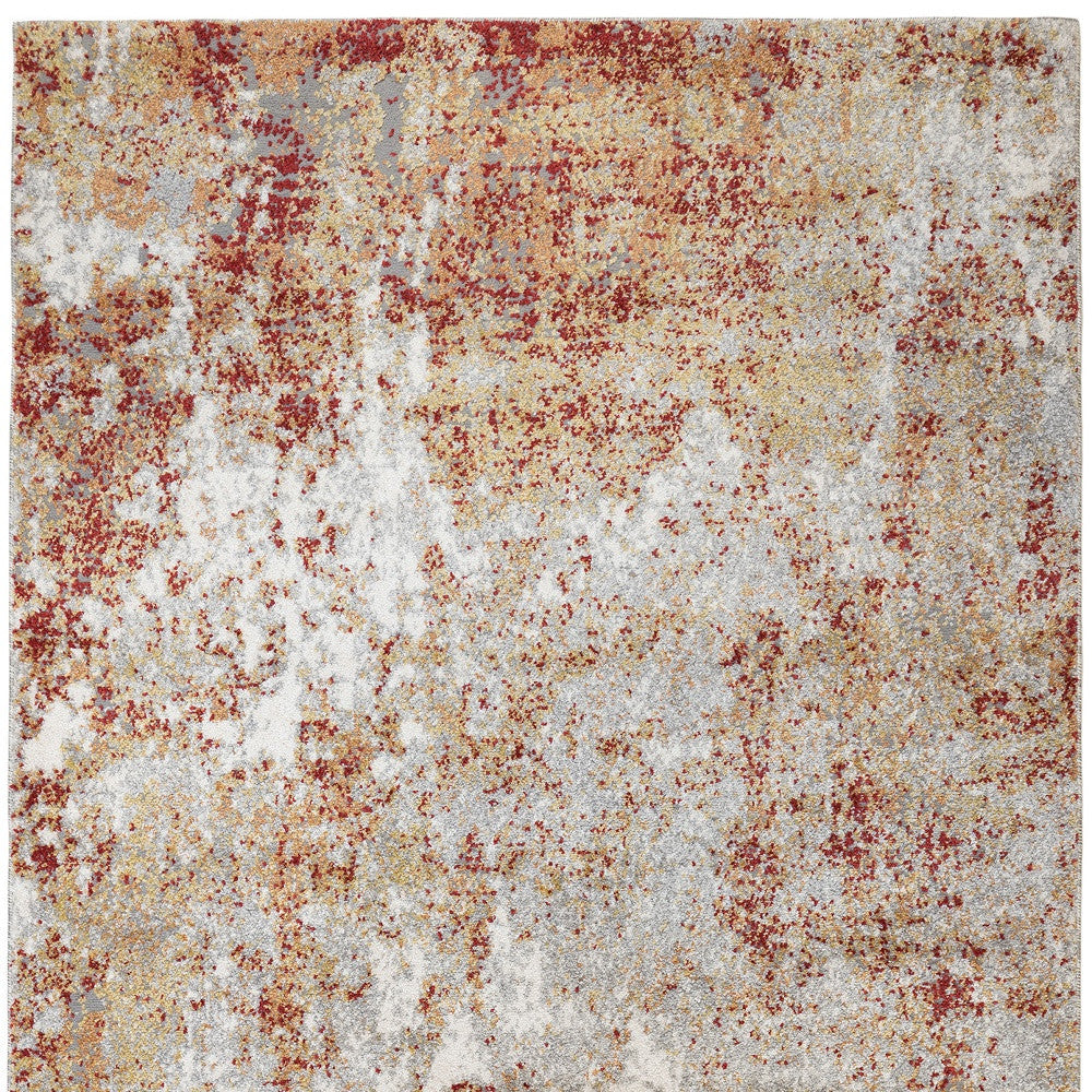 4' x 6' Gray and Red Abstract Power Loom Area Rug