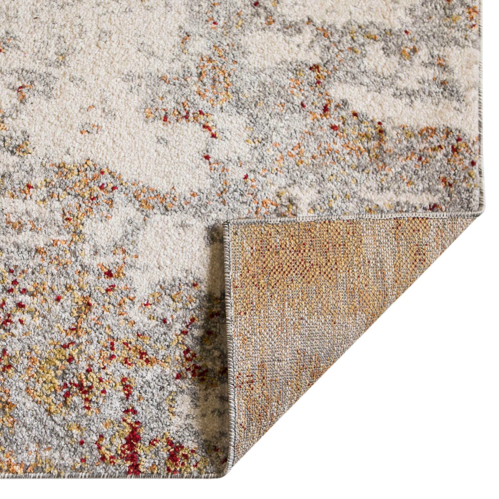 4' x 6' Gray and Red Abstract Power Loom Area Rug