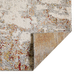 4' x 6' Gray and Red Abstract Power Loom Area Rug