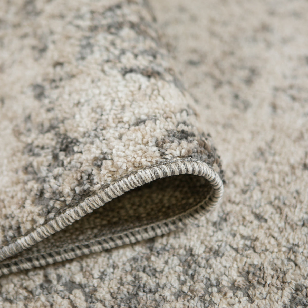 8' Gray and Beige Abstract Power Loom Runner Rug