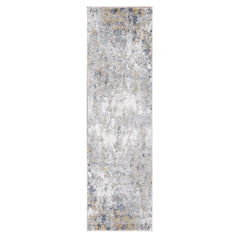 8' Blue and Yellow Abstract Power Loom Runner Rug