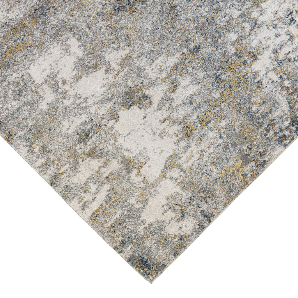 4' x 6' Gray and Yellow Abstract Power Loom Area Rug