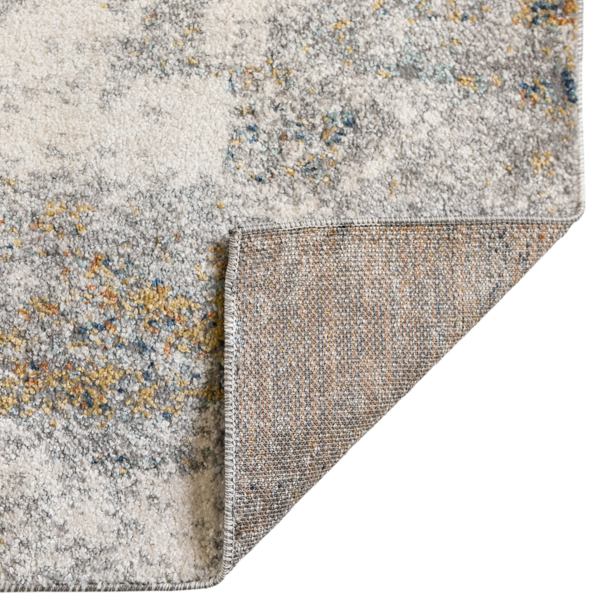 4' x 6' Gray and Yellow Abstract Power Loom Area Rug
