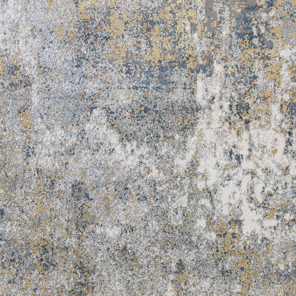 4' x 6' Gray and Yellow Abstract Power Loom Area Rug