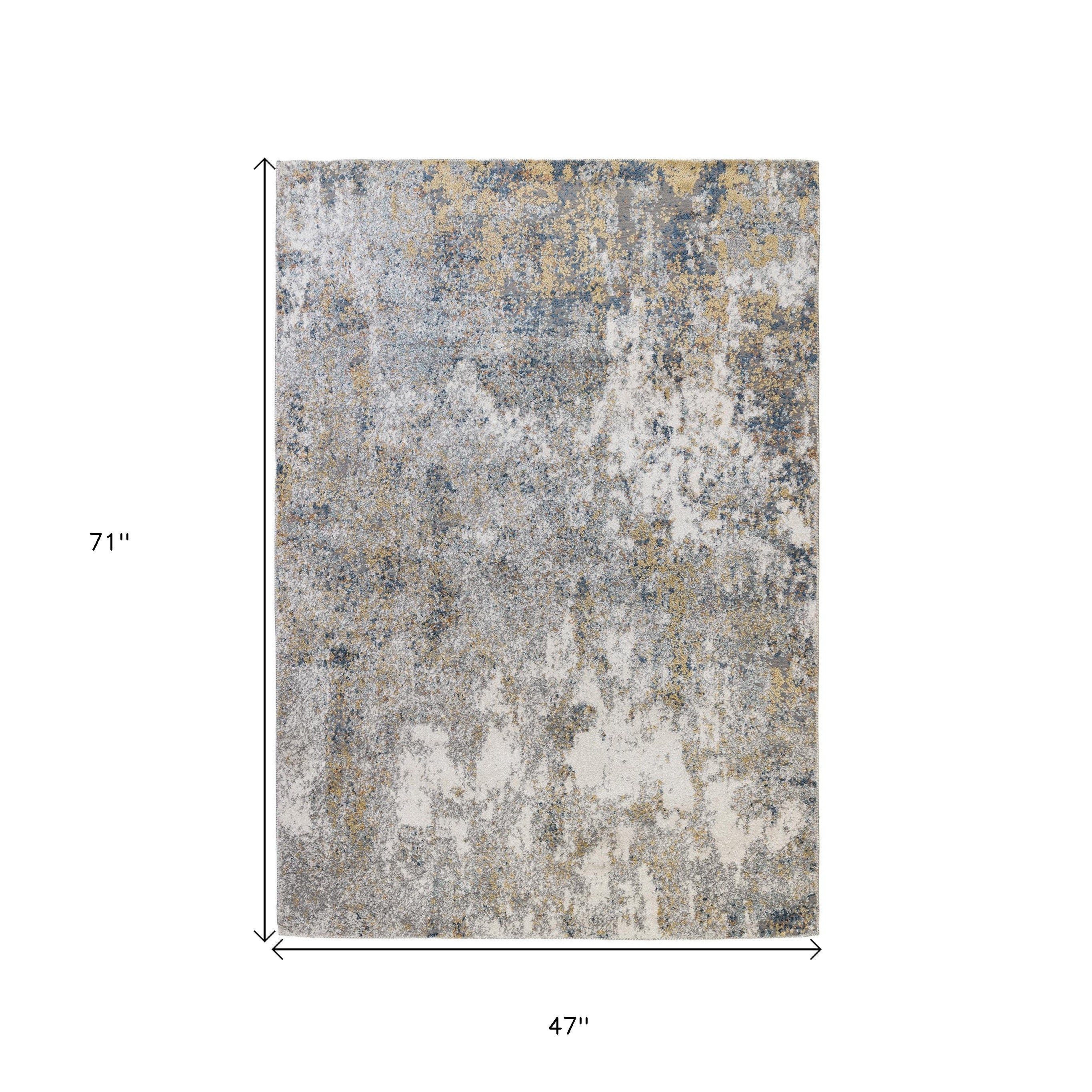 4' x 6' Gray and Yellow Abstract Power Loom Area Rug
