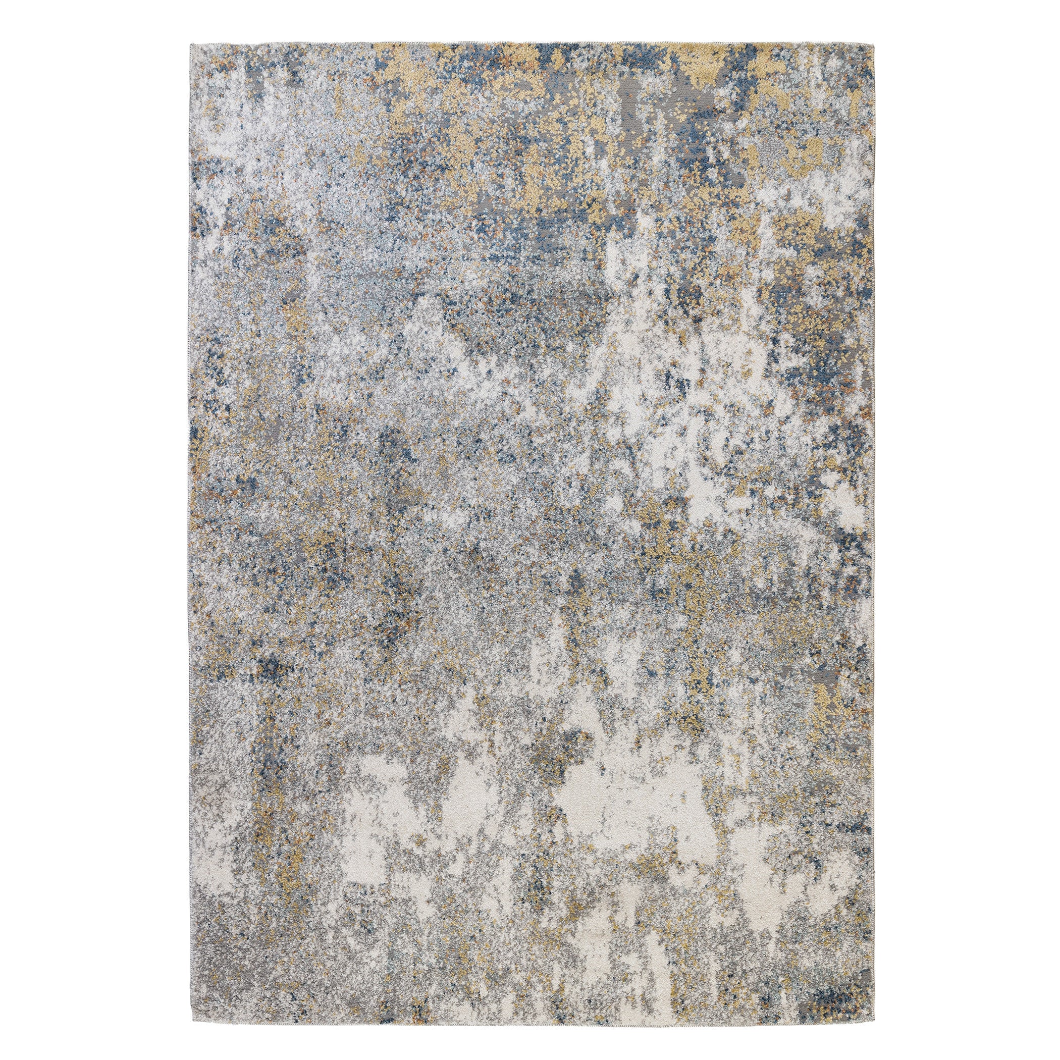 4' x 6' Gray and Yellow Abstract Power Loom Area Rug