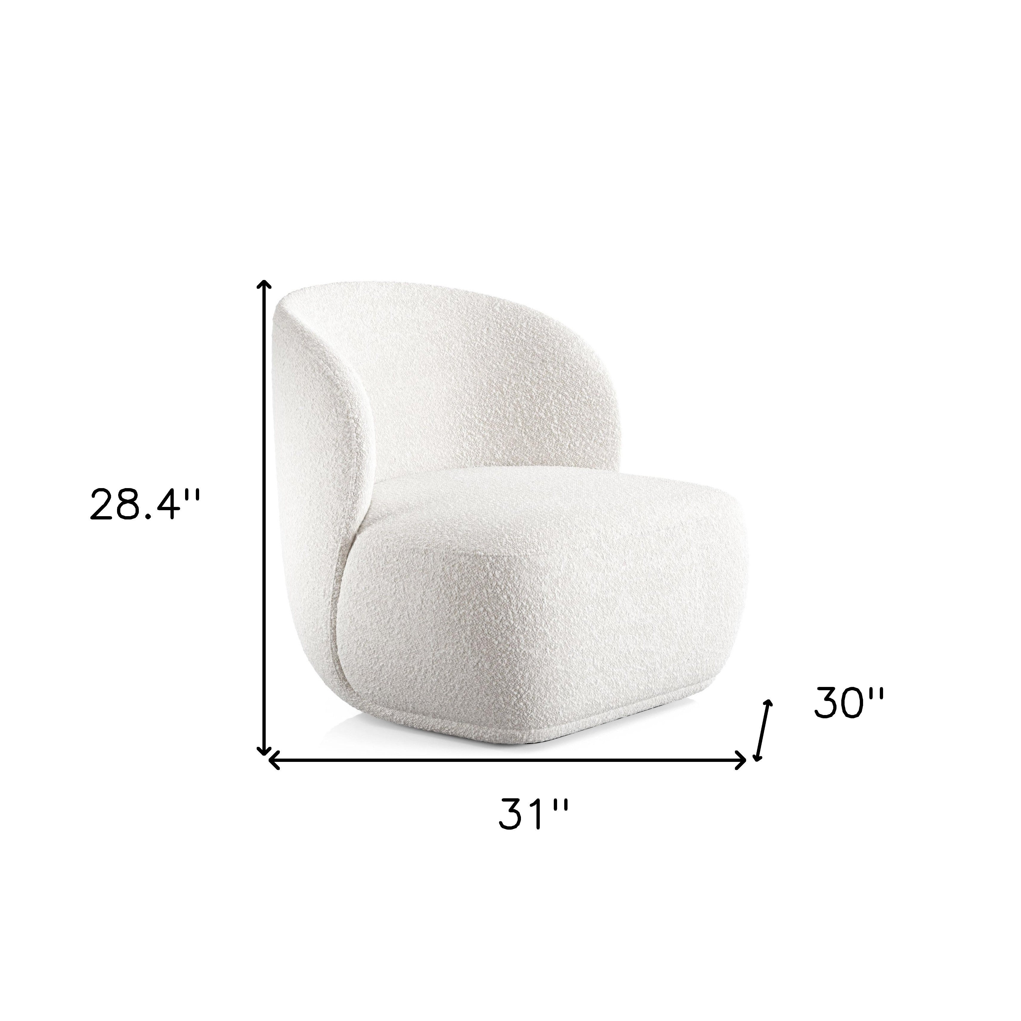 31" White Boucle Mod Wingback Chair