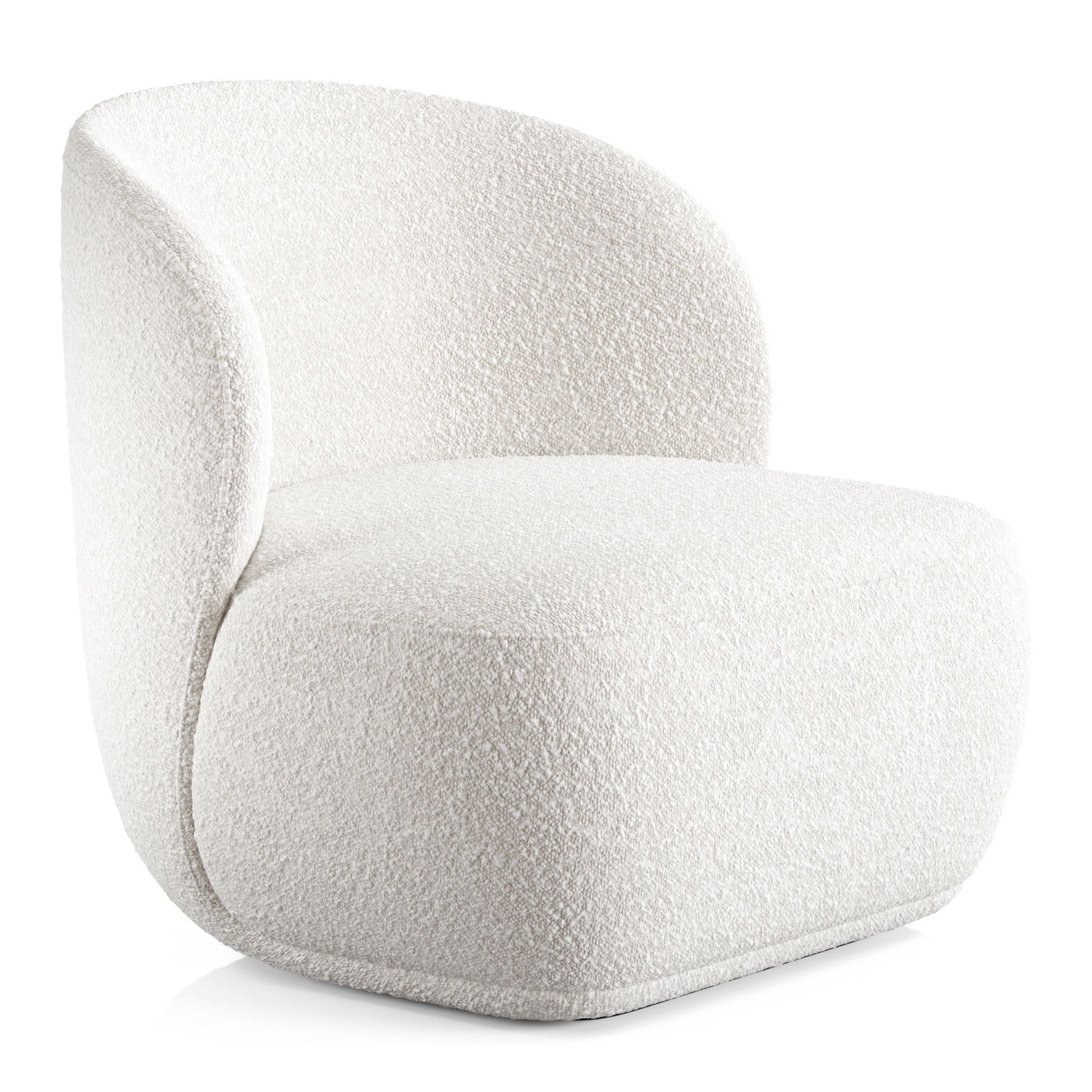 31" White Boucle Mod Wingback Chair