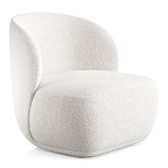 31" White Boucle Mod Wingback Chair
