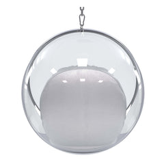 42" Silver and Clear Acrylic and Faux Leather Balloon Chair