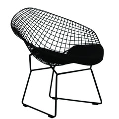 32" Black Metal Lounge Chair with Pad