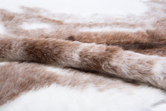 4' x 5' Brown and White Faux Fur Animal Print Area Rug