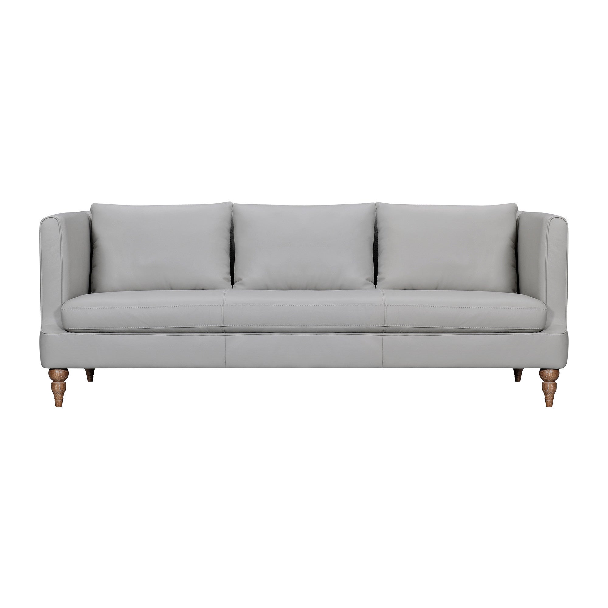 85" Gray And Brown Leather Sofa