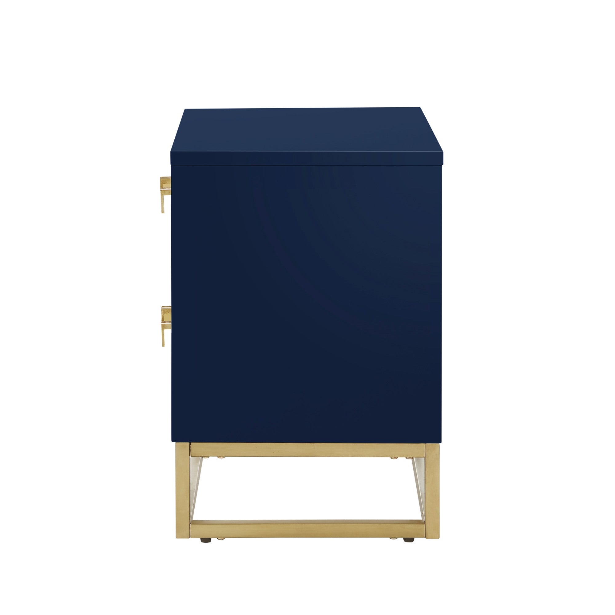 20" Gold and Dark Blue End Table with Two Drawers