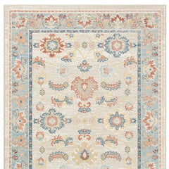 4' x 6' Blue and Ivory Oriental Power Loom Area Rug