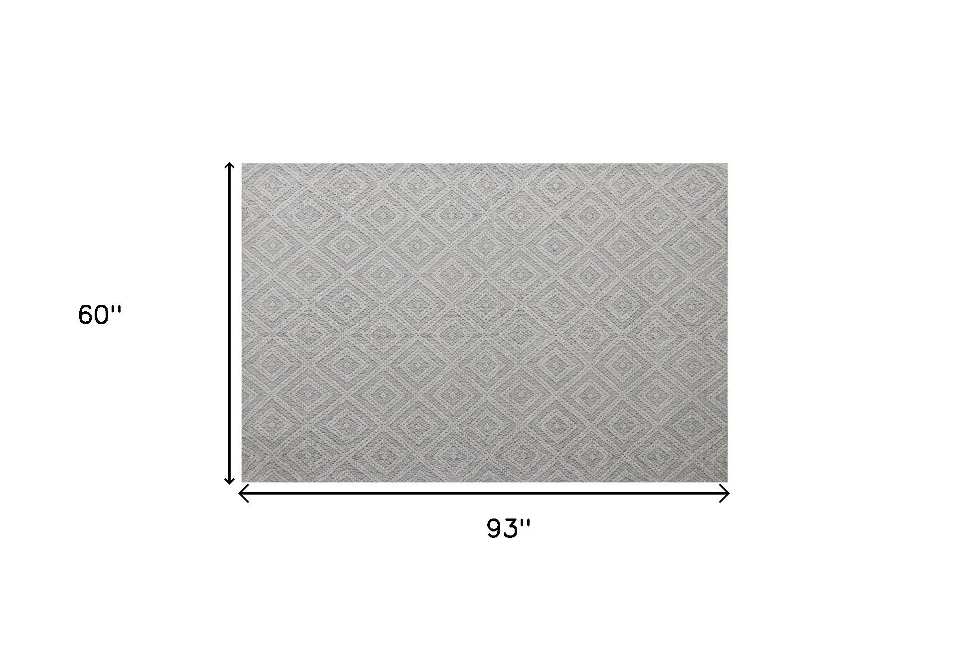 5' x 8' Gray and Ivory Geometric Hand Woven Non Skid Area Rug